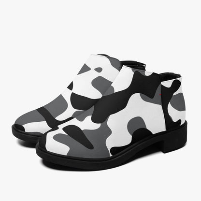 Schwarz Weiß Camouflage elegante Reißverschluss-Stiefeletten Stiefeletten JLR Design