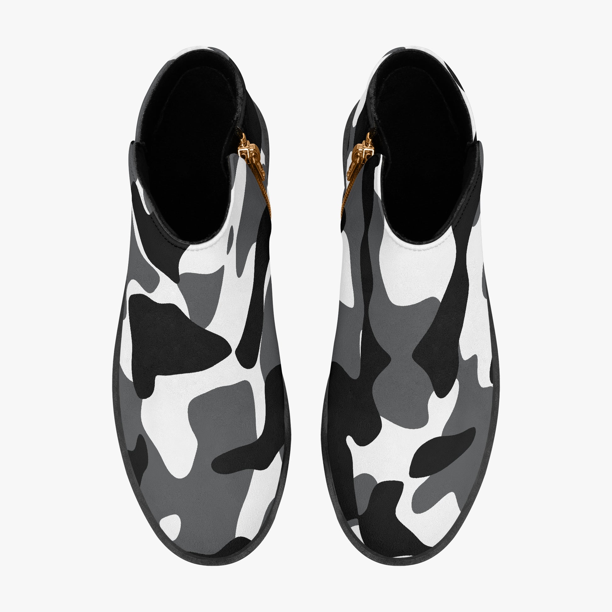 Schwarz Weiß Camouflage elegante Reißverschluss-Stiefeletten Stiefeletten JLR Design