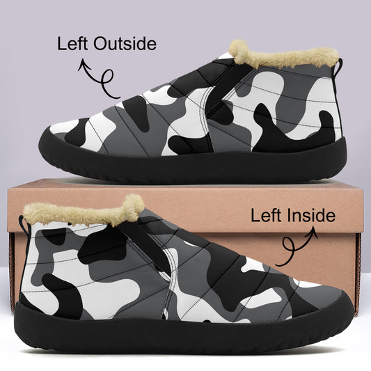 Schwarz Weiß Camouflage Faux Fur Slipper Slipper JLR Design