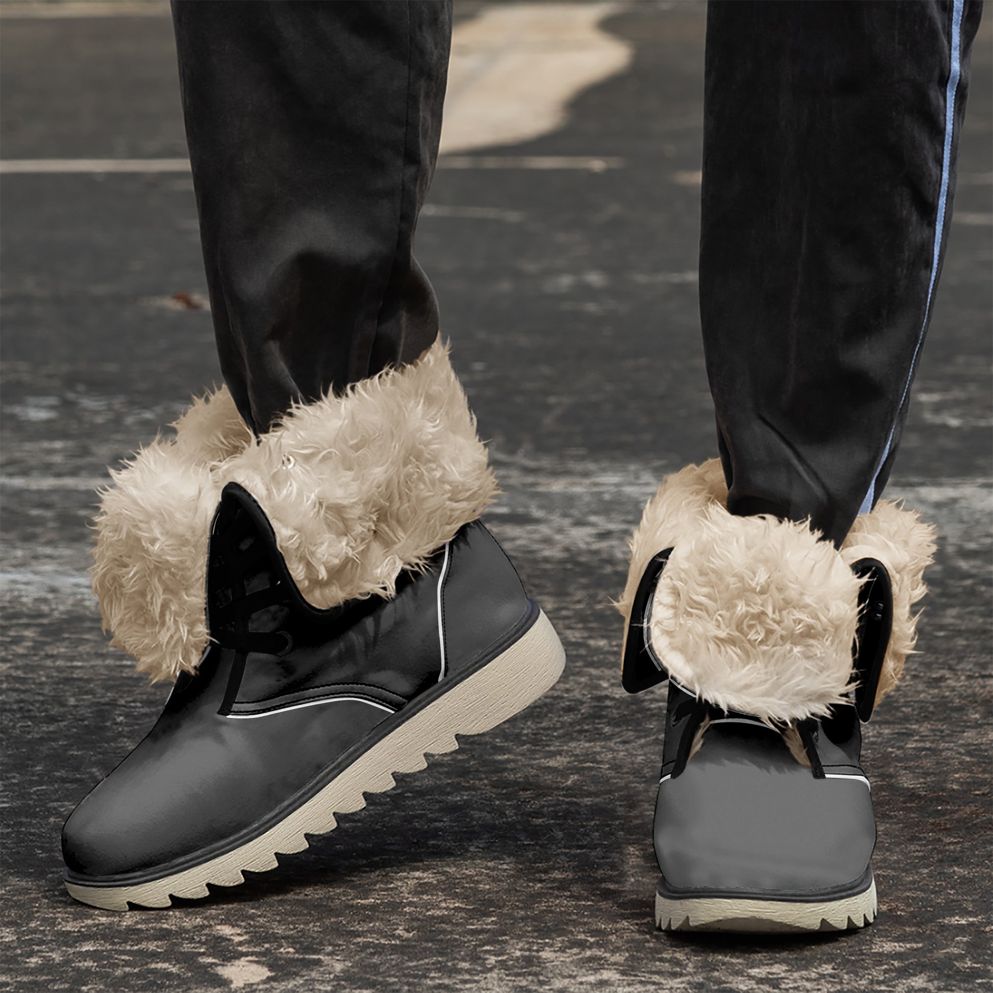 Schwarze Chic Boots mit Plüschfutter Stiefel JLR Design