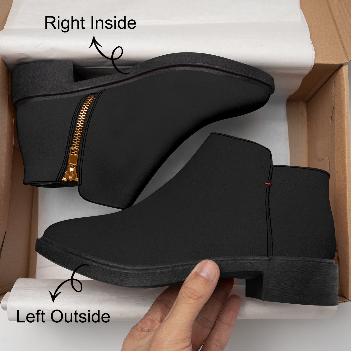 Schwarze elegante Reißverschluss-Stiefeletten Stiefeletten JLR Design