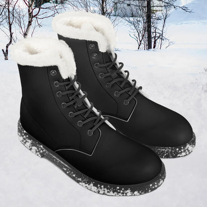 Schwarze Faux Fur Leder Boots Boots JLR Design