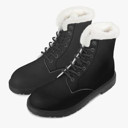 Schwarze Faux Fur Leder Boots Boots JLR Design