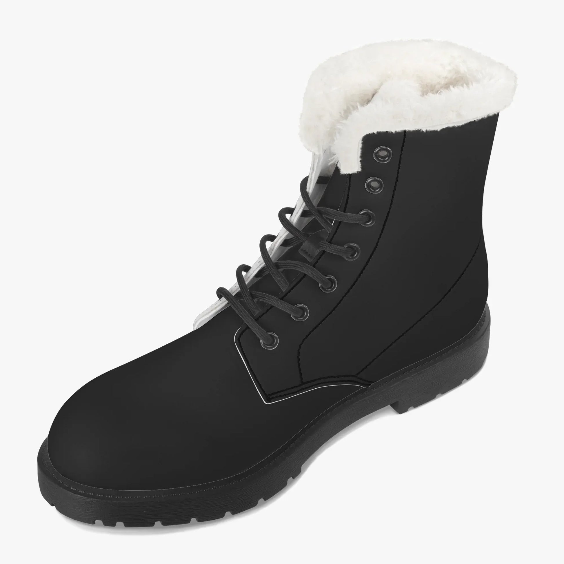 Schwarze Faux Fur Leder Boots Boots JLR Design