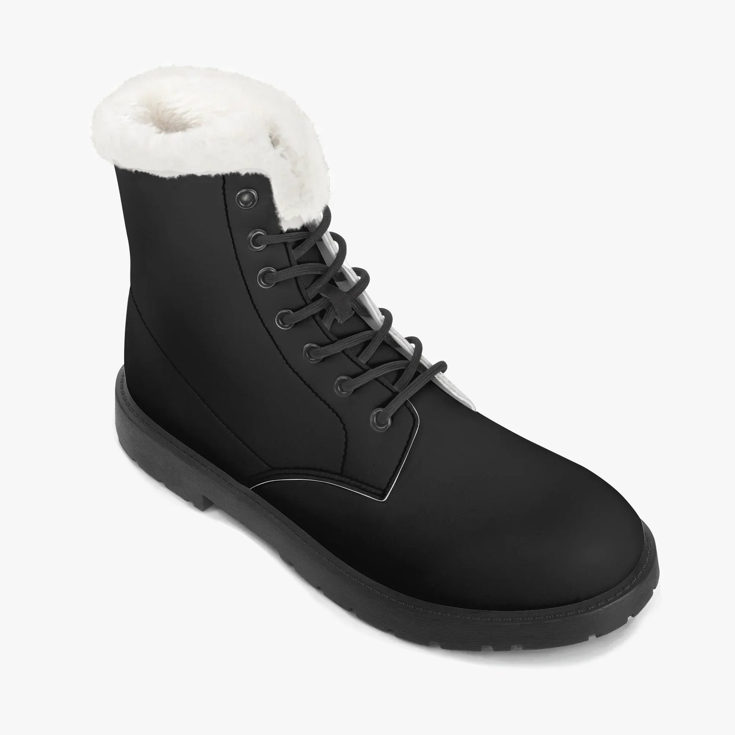 Schwarze Faux Fur Leder Boots Boots JLR Design