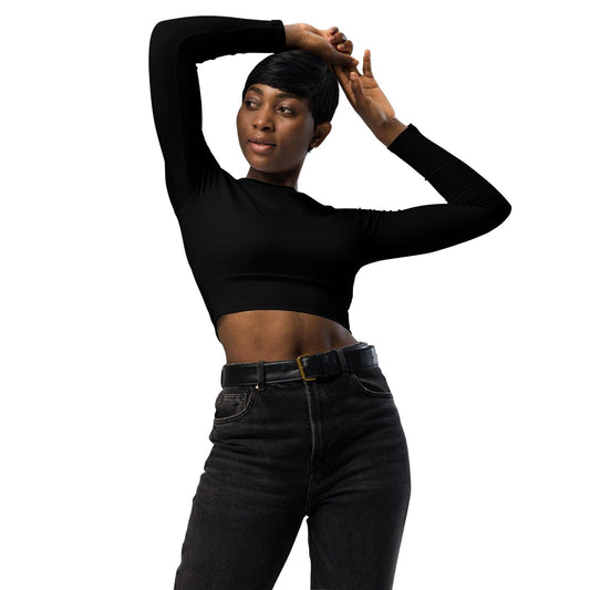 Schwarzes Long Sleeve Damen Crop Top Long Sleeve Crop Top JLR Design