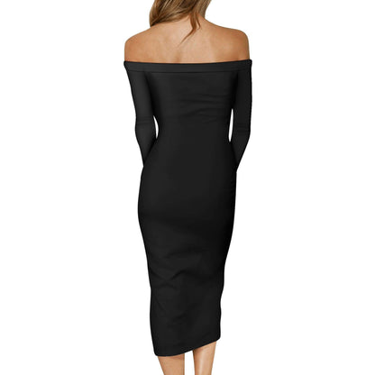 Schwarzes Long Sleeve Off-Shoulder-Kleid -- Schwarzes Long Sleeve Off-Shoulder-Kleid - undefined Off-Shoulder-Kleid | JLR Design