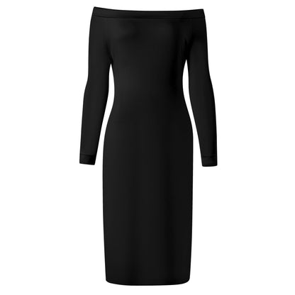 Schwarzes Long Sleeve Off-Shoulder-Kleid -- Schwarzes Long Sleeve Off-Shoulder-Kleid - undefined Off-Shoulder-Kleid | JLR Design
