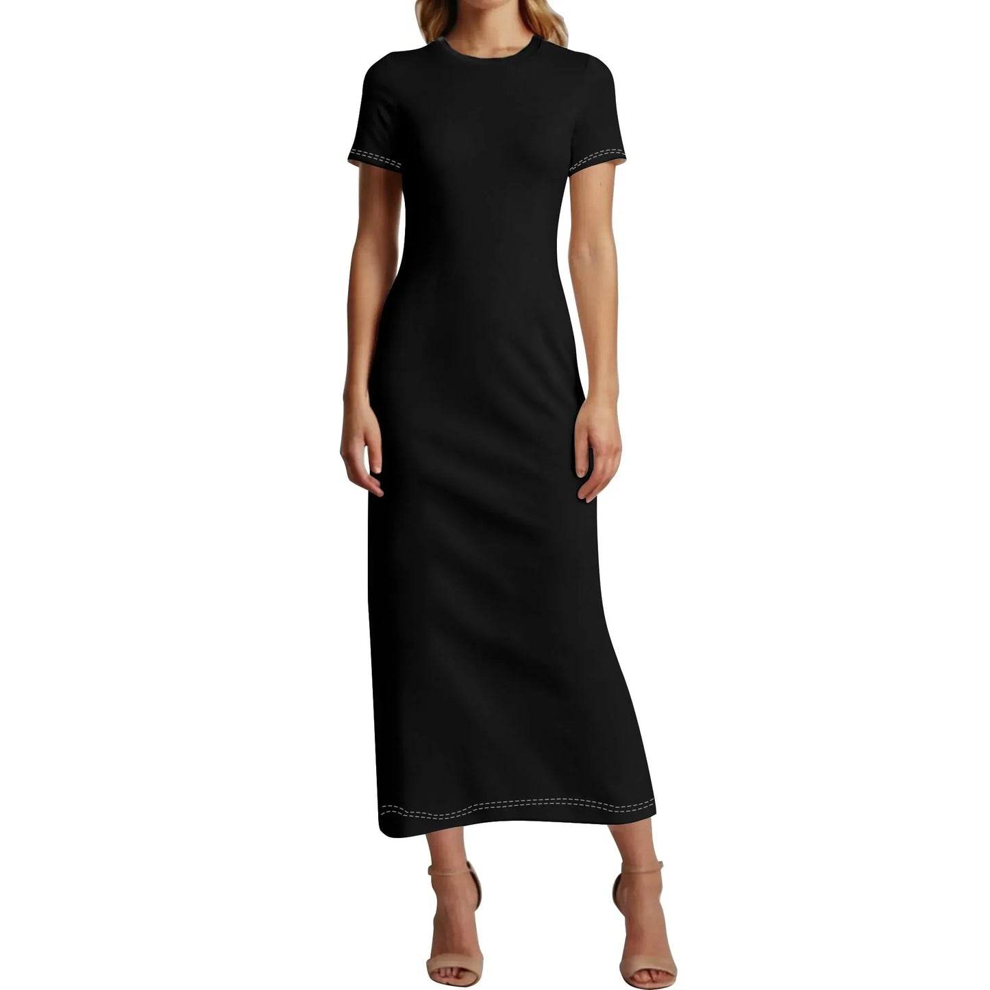 schwarzes-short-sleeve-long-dress-long-dress-jlr-design-80324 - JLR Design