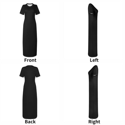 schwarzes-short-sleeve-long-dress-long-dress-jlr-design-24159 - JLR Design