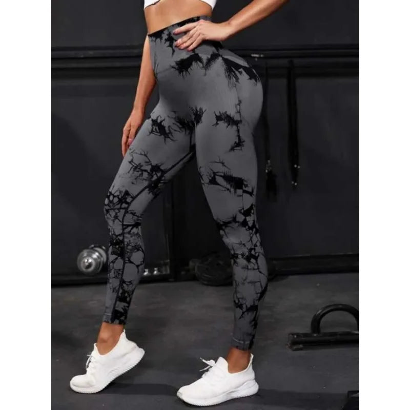 Seamless High-Waist Leggings für Damen – Tie-Dye, Figur formend, Elastisch für Fitness, Yoga & Laufen Yoga Leggings JLR Design