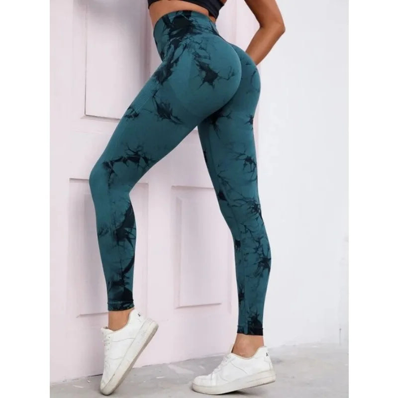 Seamless High-Waist Leggings für Damen – Tie-Dye, Figur formend, Elastisch für Fitness, Yoga & Laufen Yoga Leggings JLR Design