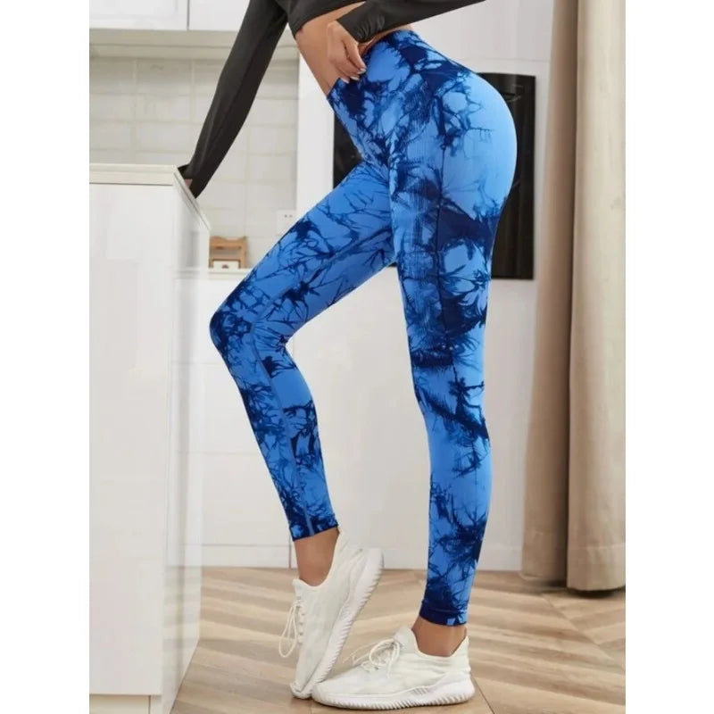 Seamless High-Waist Leggings für Damen – Tie-Dye, Figur formend, Elastisch für Fitness, Yoga & Laufen Yoga Leggings JLR Design