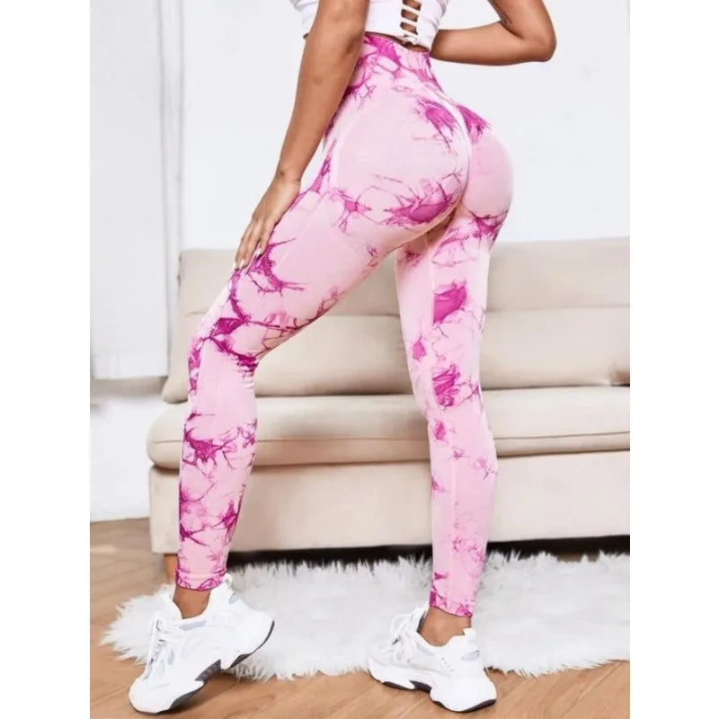 Seamless High-Waist Leggings für Damen – Tie-Dye, Figur formend, Elastisch für Fitness, Yoga & Laufen Yoga Leggings JLR Design