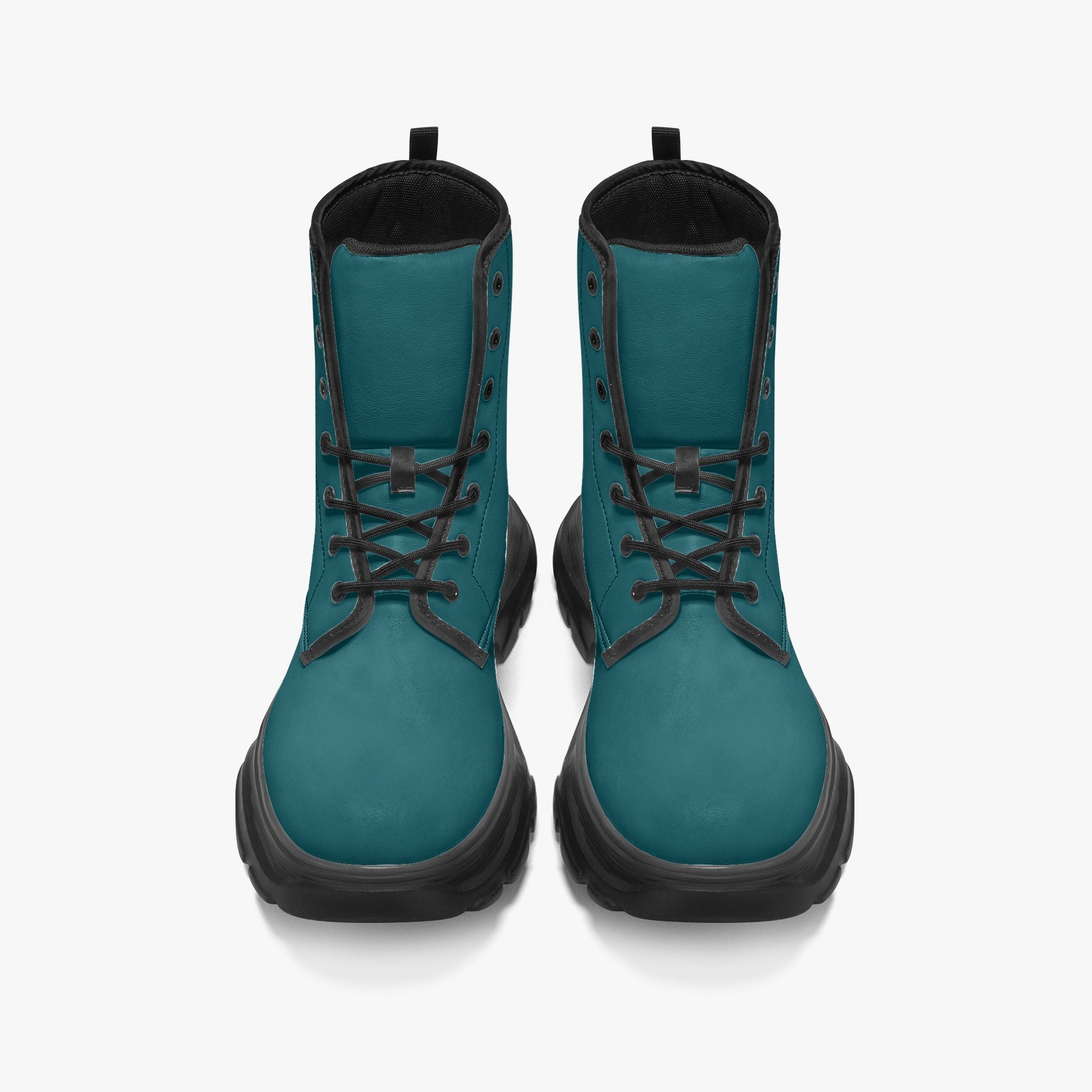 Sherpa Blue Leather Chunky Boots Boots JLR Design