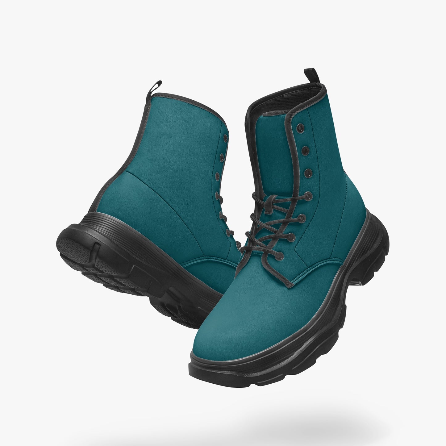 Sherpa Blue Leather Chunky Boots Boots JLR Design