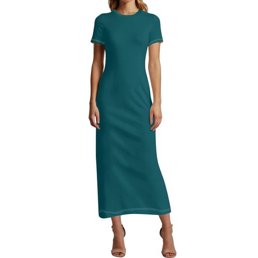 sherpa-blue-short-sleeve-long-dress-long-dress-jlr-design-83087 - JLR Design