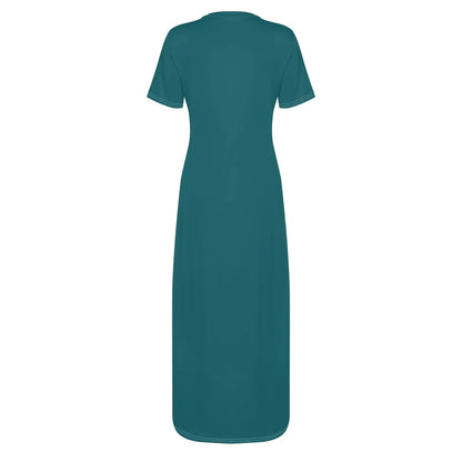 sherpa-blue-short-sleeve-long-dress-long-dress-jlr-design-32240 - JLR Design