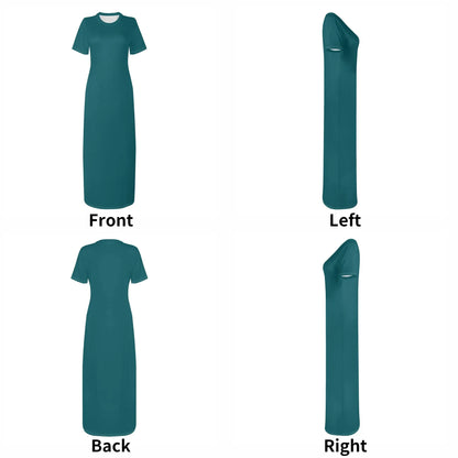 sherpa-blue-short-sleeve-long-dress-long-dress-jlr-design-36392 - JLR Design