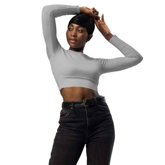 Silber Long Sleeve Damen Crop Top Long Sleeve Crop Top JLR Design