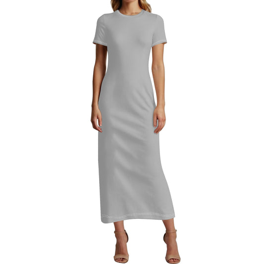 Silber Short Sleeve Long Dress Long Dress JLR Design