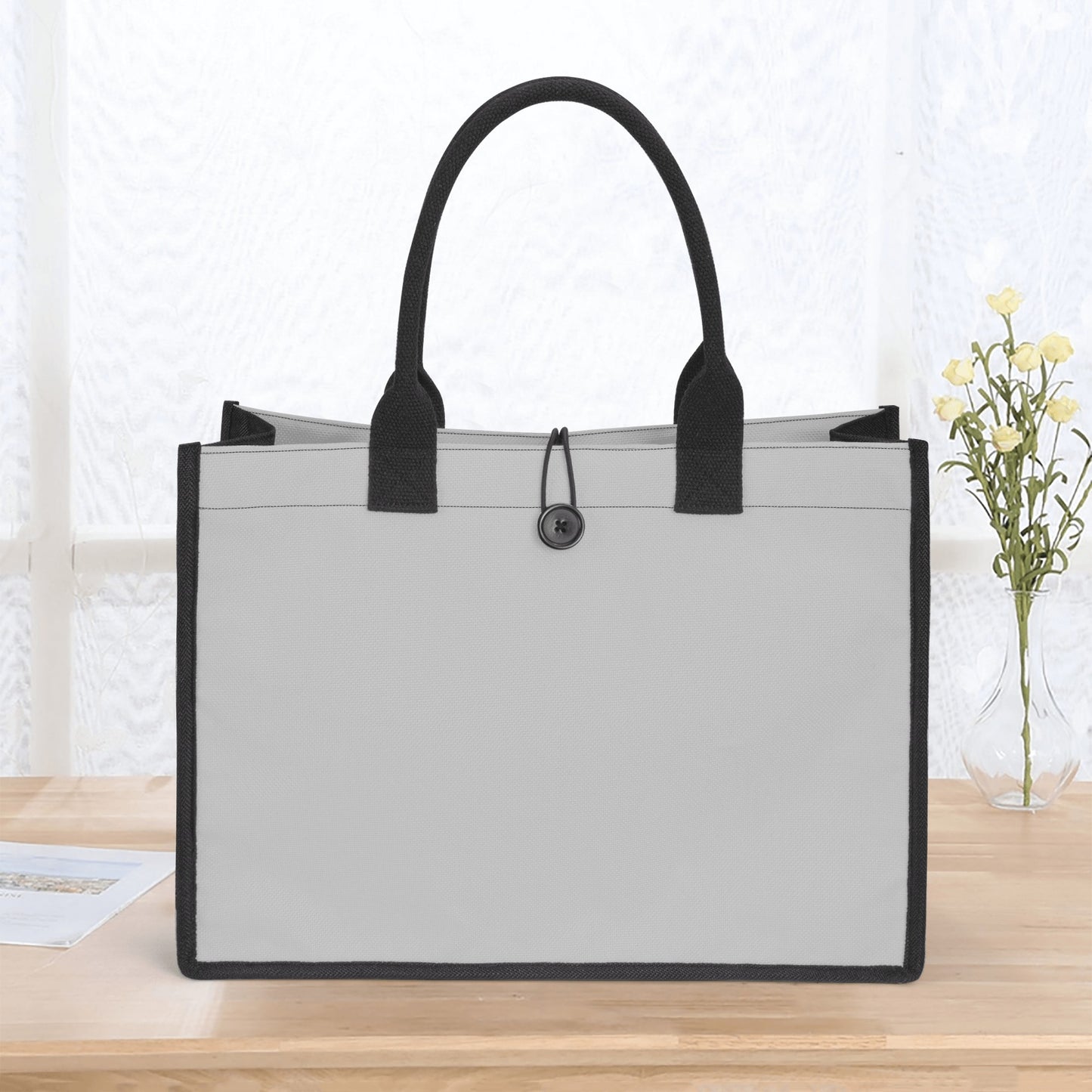 Silberne Canvas Shopper Tasche Einkaufstasche JLR Design