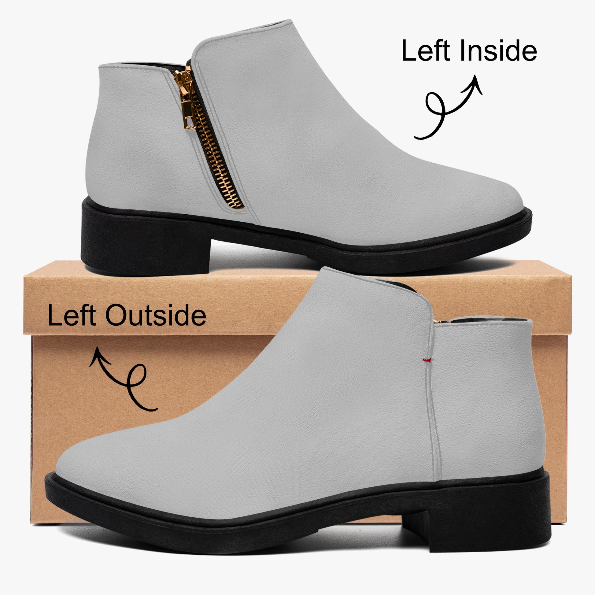 Silberne elegante Reißverschluss-Stiefeletten Stiefeletten JLR Design
