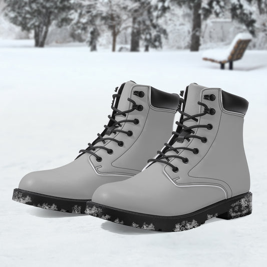 Silberne Leder Boots | Stylische und Warme Winterstiefel Boots JLR Design