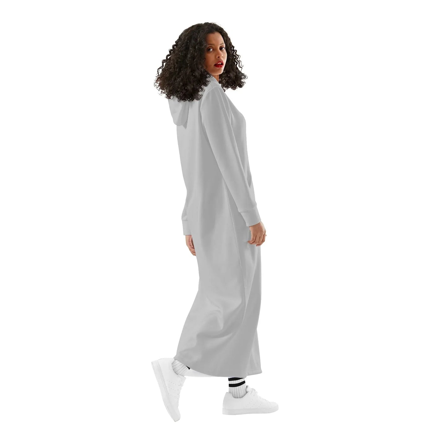 silbernes-bequemes-leichtes-hoodie-kleid-hoodiekleid-jlr-design-36391 - JLR Design