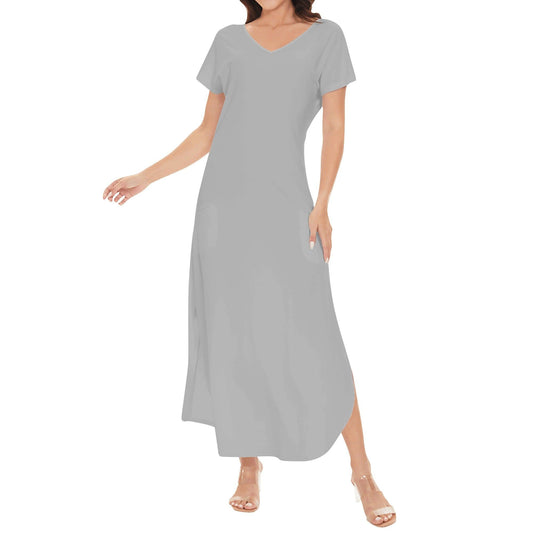 Silbernes kurzärmliges drapiertes Kleid drapiertes Kleid 54.99 drapiert, kleid, silber JLR Design