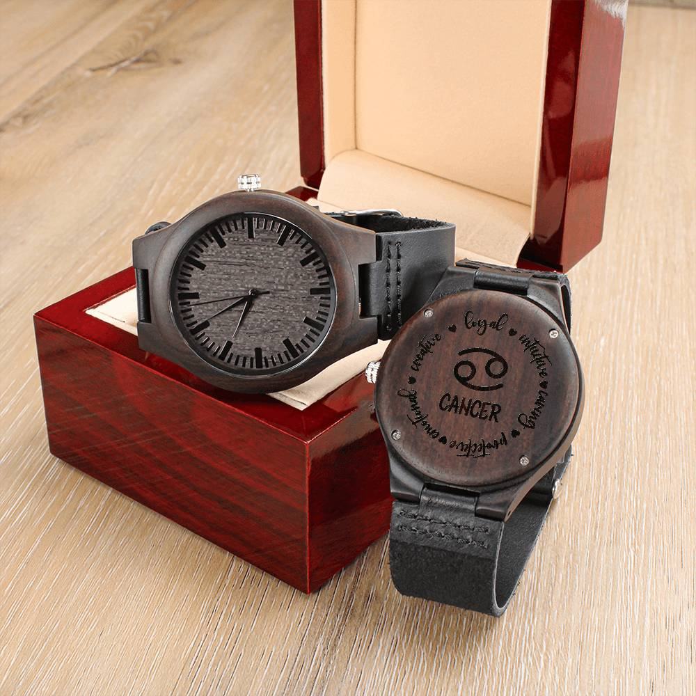 Sternzeichen Symbol Krebs Holz Armbanduhr Watches JLR Design