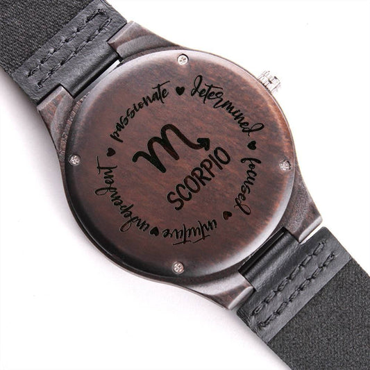 Sternzeichen Symbol Skorpion Holz Armbanduhr Watches 69.99 Armbanduhr, Holz, PB24-WOOD, PT-1749, Skorpion, Sternzeichen, TNM-2, USER-219738, W30042, W30043B JLR Design