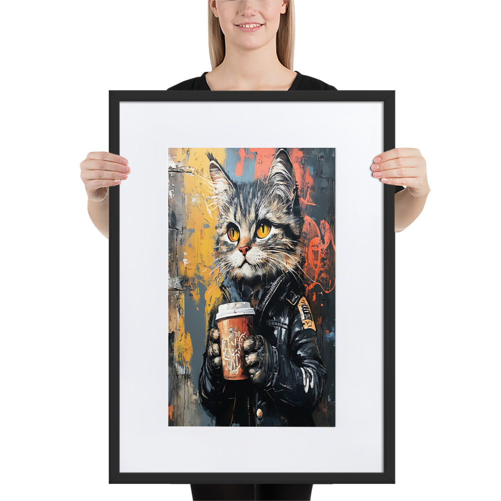 Street Art Feline v12 gerahmtes Poster gerahmtes Poster JLR Design