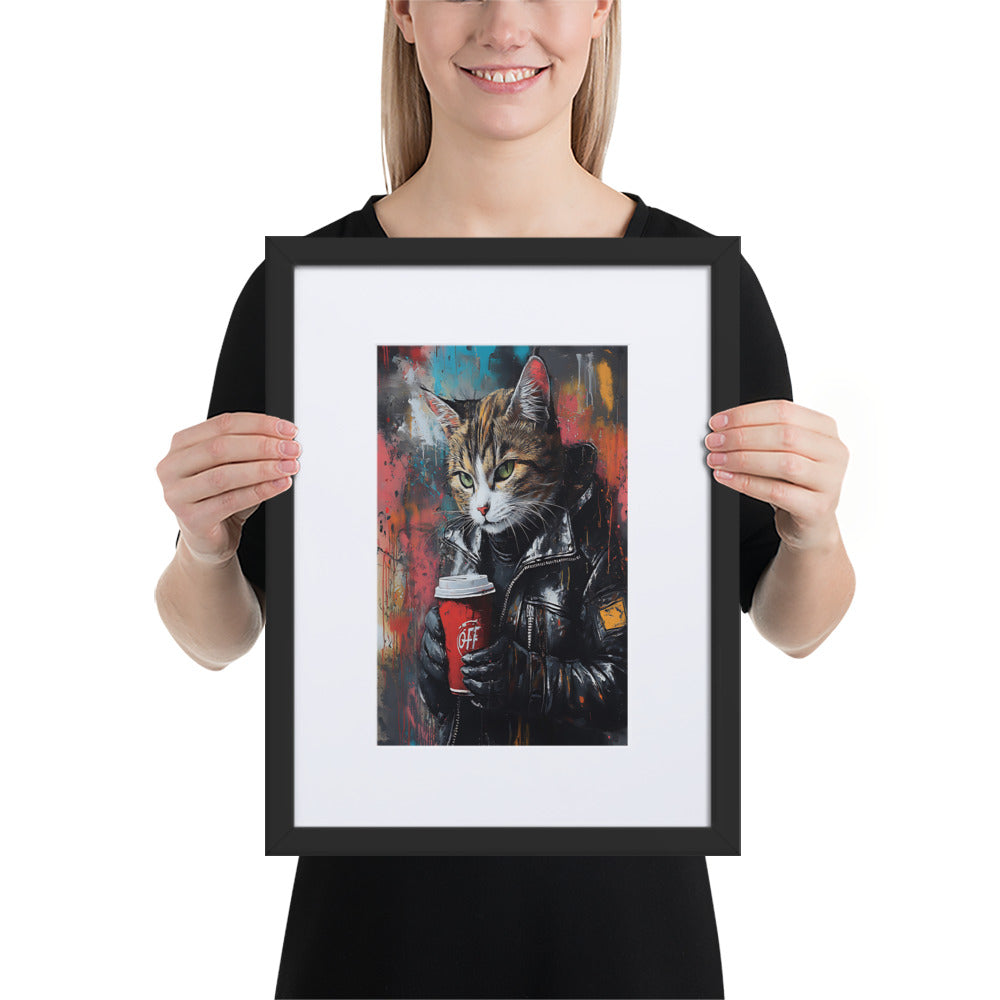 Street Art Feline v13 gerahmtes Poster gerahmtes Poster JLR Design