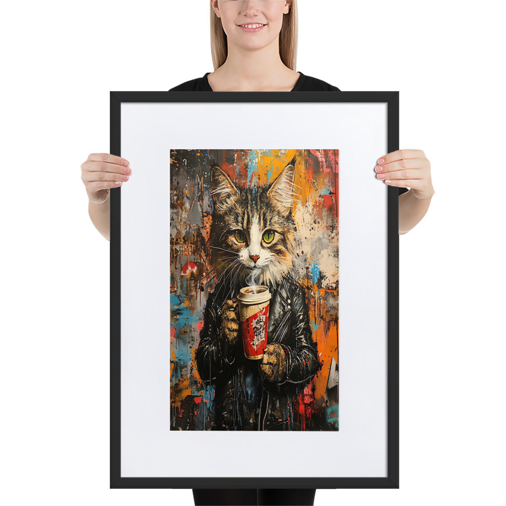 Street Art Feline v16 gerahmtes Poster Gerahmtes Poster JLR Design