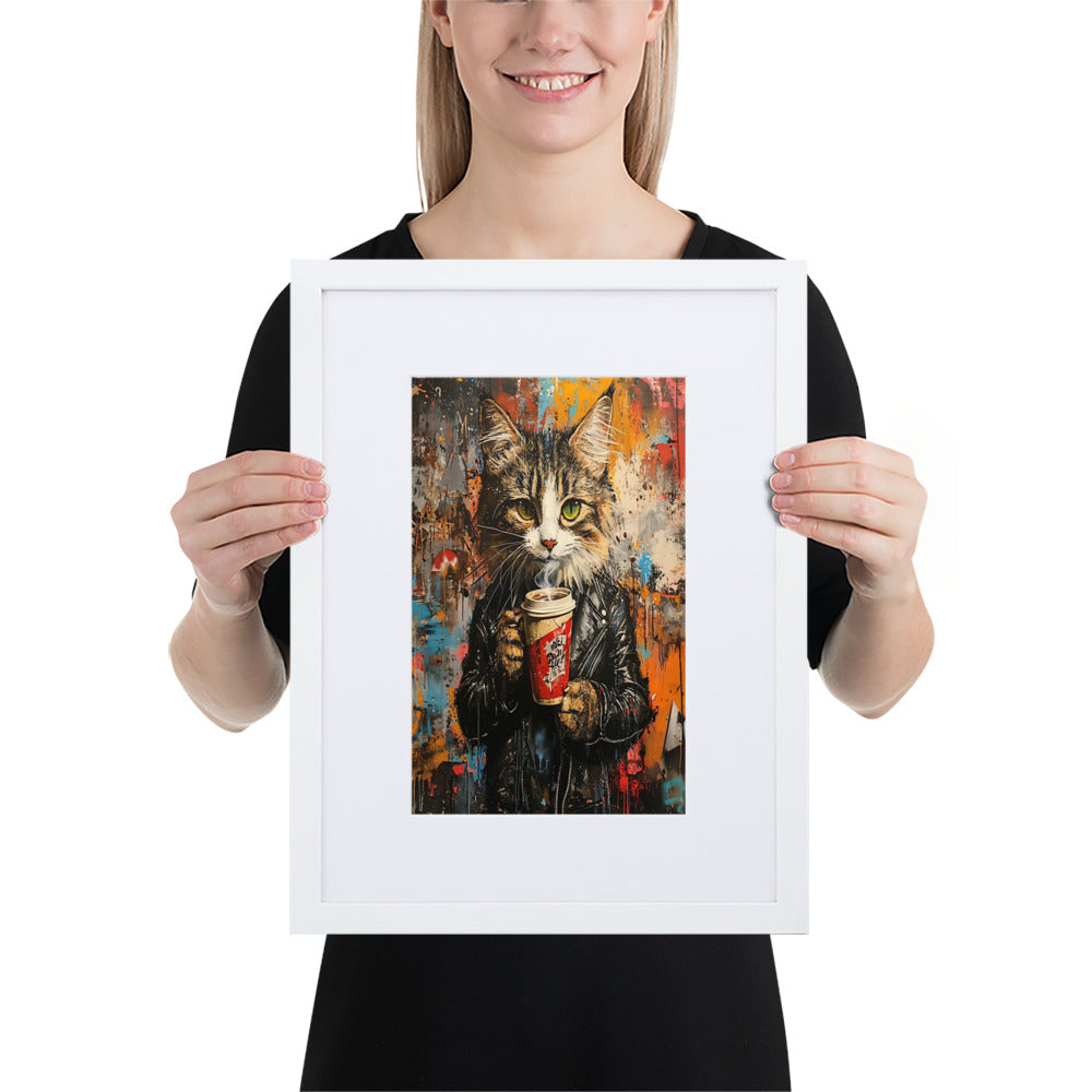 Street Art Feline v16 gerahmtes Poster Gerahmtes Poster JLR Design