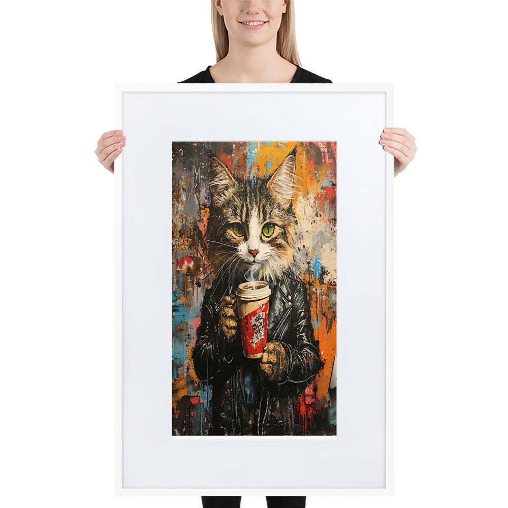 Street Art Feline v16 gerahmtes Poster Gerahmtes Poster JLR Design