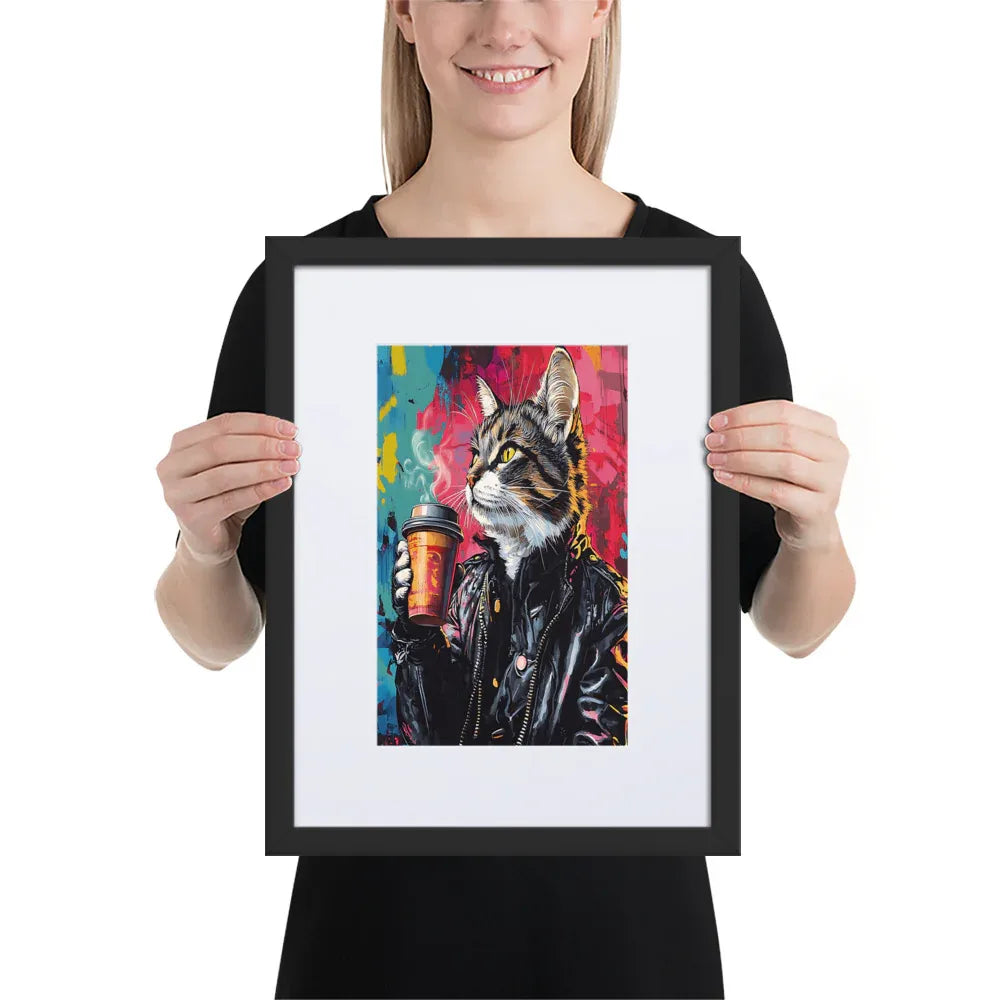 Street Art Feline v5 gerahmtes Poster gerahmtes Poster JLR Design