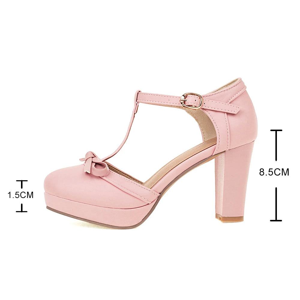 T-Riemen High Heels Round Toe mit Schleife High Heels 84.99 Heels, High, Riemen, Schlaufe JLR Design