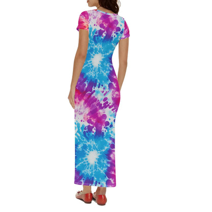 tie-dye-short-sleeve-long-dress-long-dress-jlr-design-47016 - JLR Design