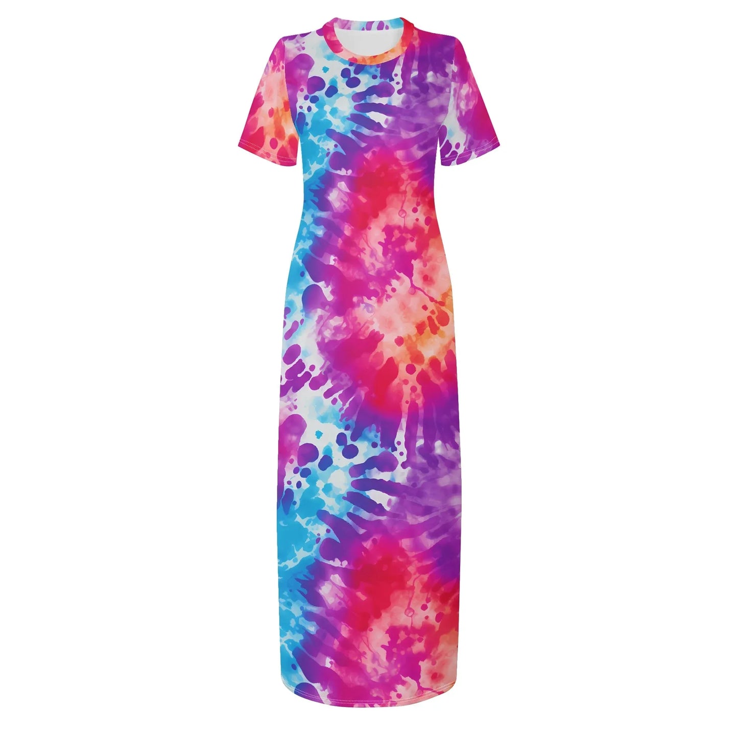 tie-dye-short-sleeve-long-dress-long-dress-jlr-design-57086 - JLR Design