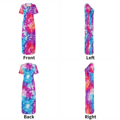 tie-dye-short-sleeve-long-dress-long-dress-jlr-design-61752 - JLR Design