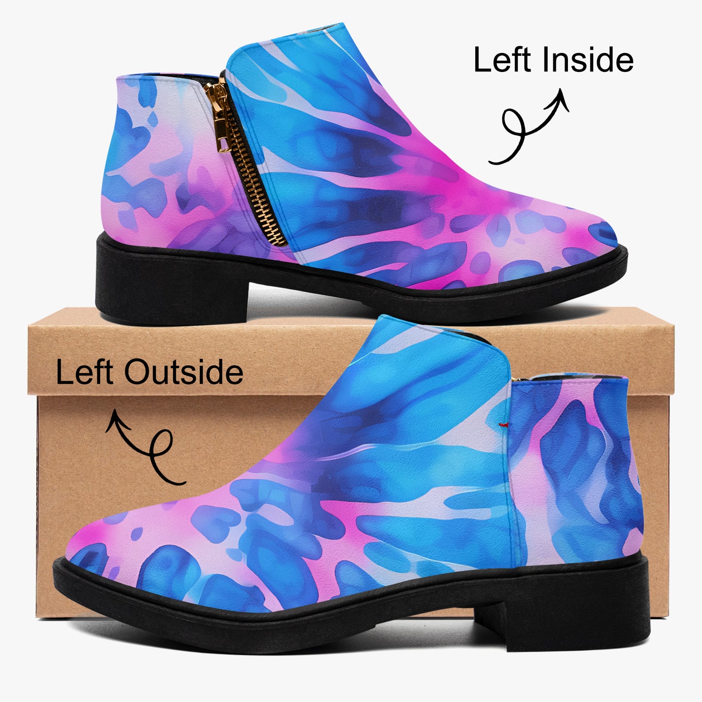 Tie Dye v1 elegante Reißverschluss-Stiefeletten Stiefeletten JLR Design