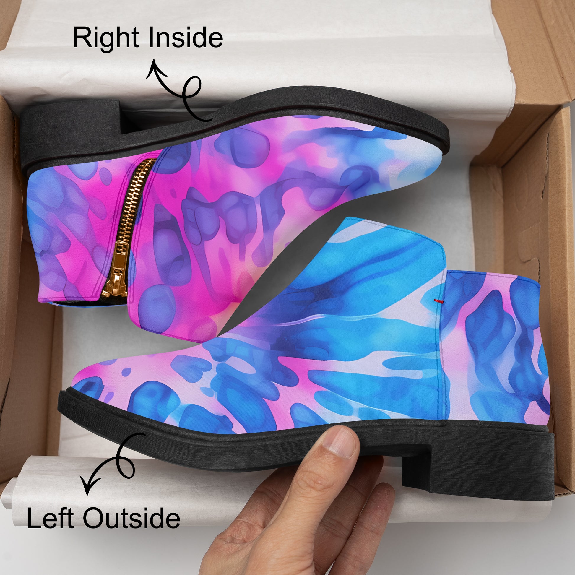 Tie Dye v1 elegante Reißverschluss-Stiefeletten Stiefeletten JLR Design