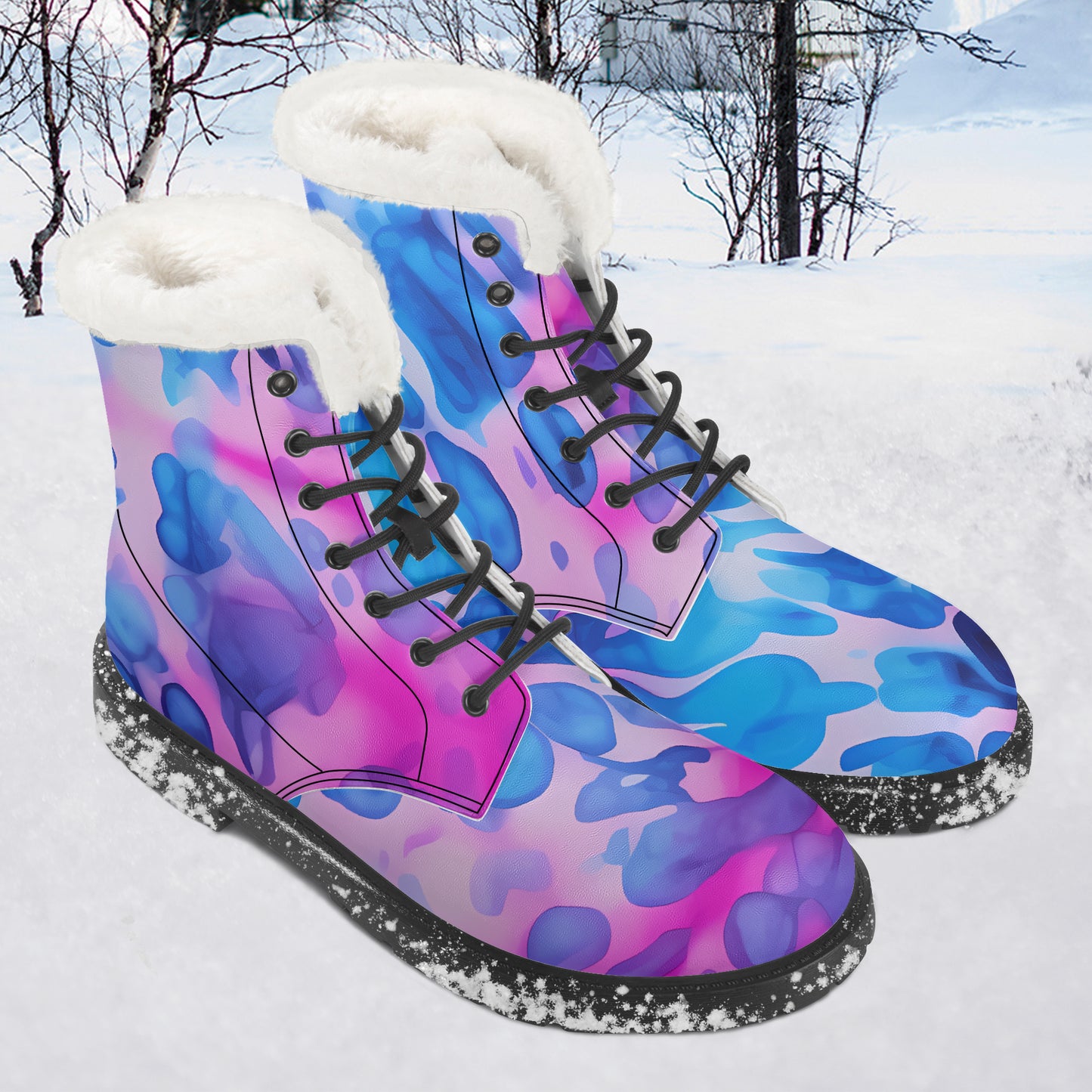 Tie Dye v1 Faux Fur Leder Boots Boots JLR Design
