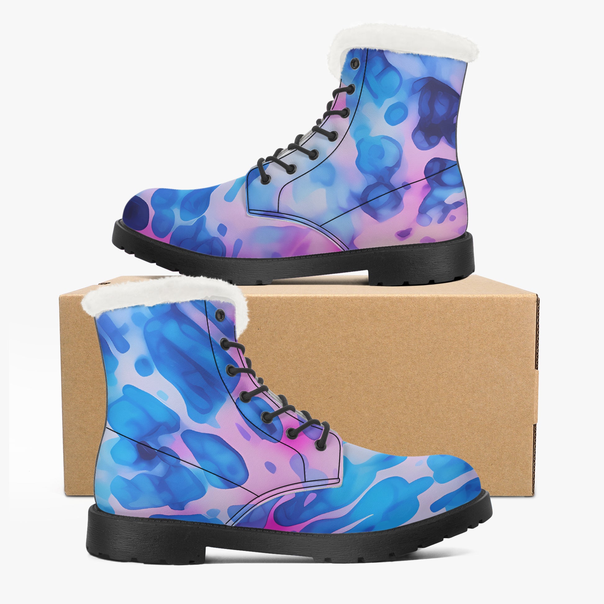 Tie Dye v1 Faux Fur Leder Boots Boots JLR Design