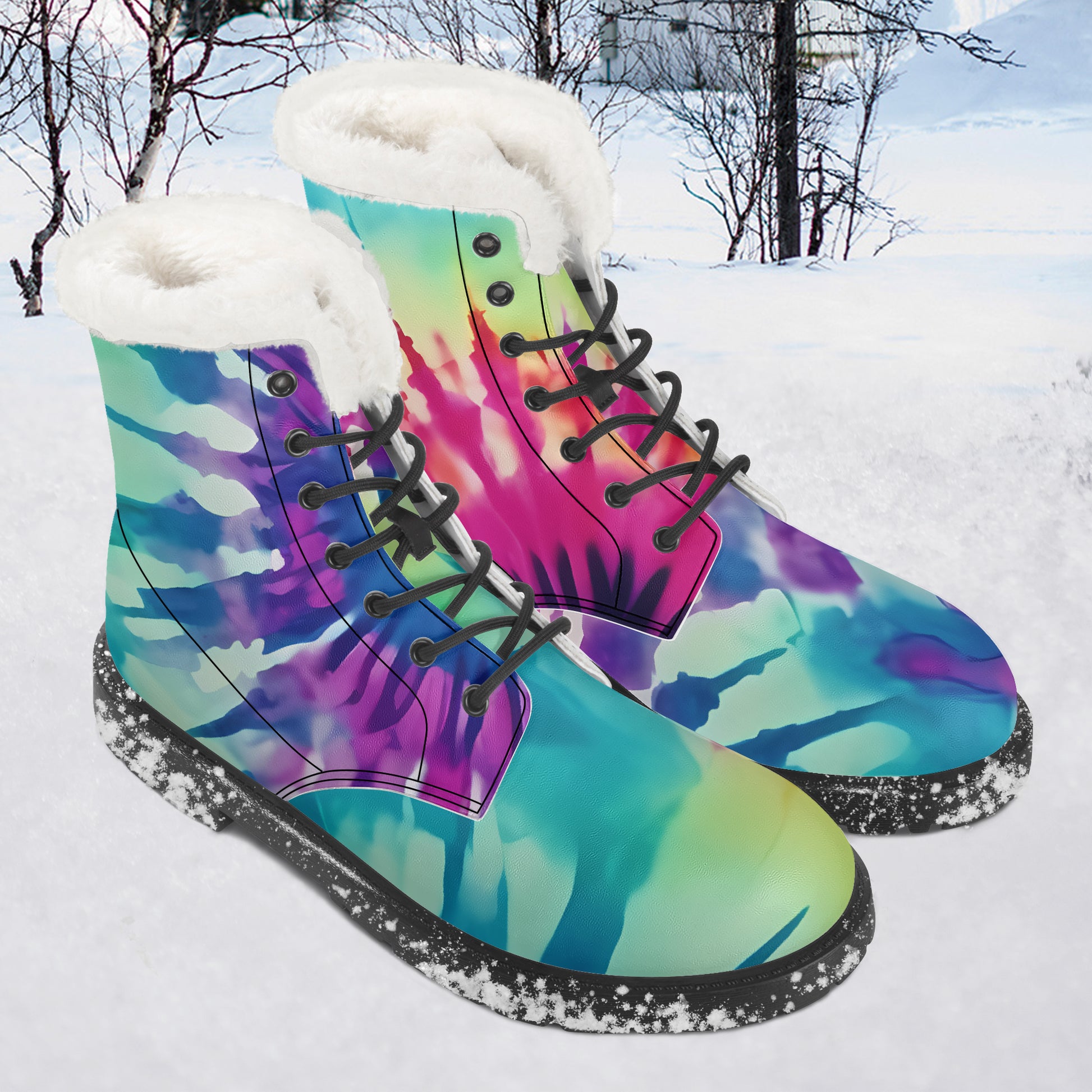 Tie Dye v2 Faux Fur Leder Boots Boots JLR Design