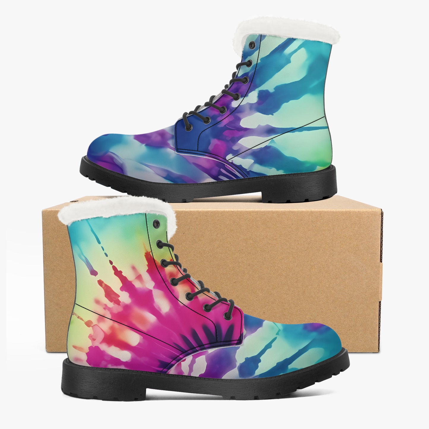 Tie Dye v2 Faux Fur Leder Boots Boots JLR Design