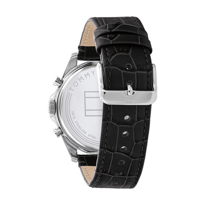 Tommy Hilfiger Baker Herrenuhr 1710449 | Skelett-Optik | Schwarzes Lederarmband & Multifunktion