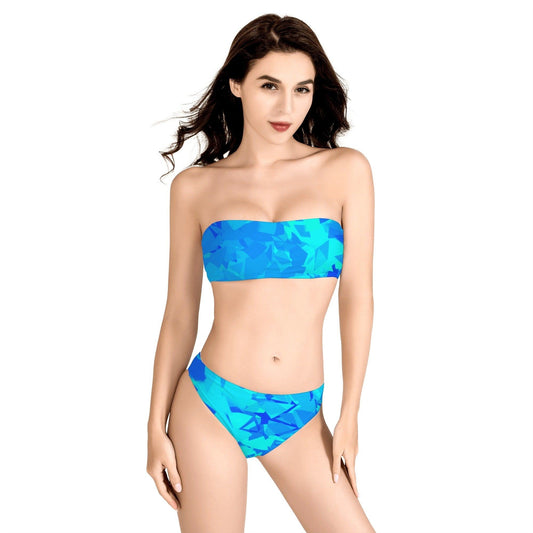 Trägerloser Blue Crystal Bandeau Bikini Bandeau Bikini 69.99 Bandeau, Bikini, Blue, Crystal JLR Design